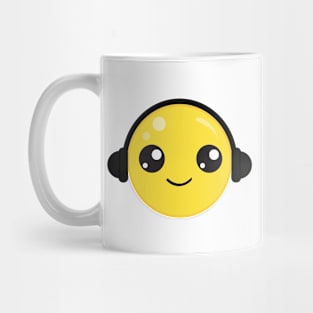 Cute Smiling Face Wearing Headphones Mug